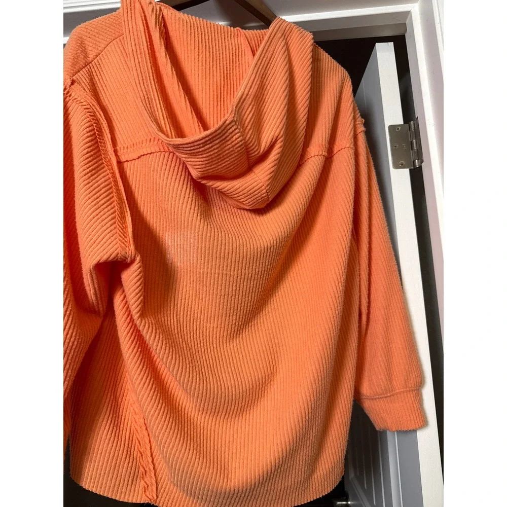Out From Under Urban Outfitters Orange Ribbed Hooded Cardigan Cozy‎ Y2K Womens S